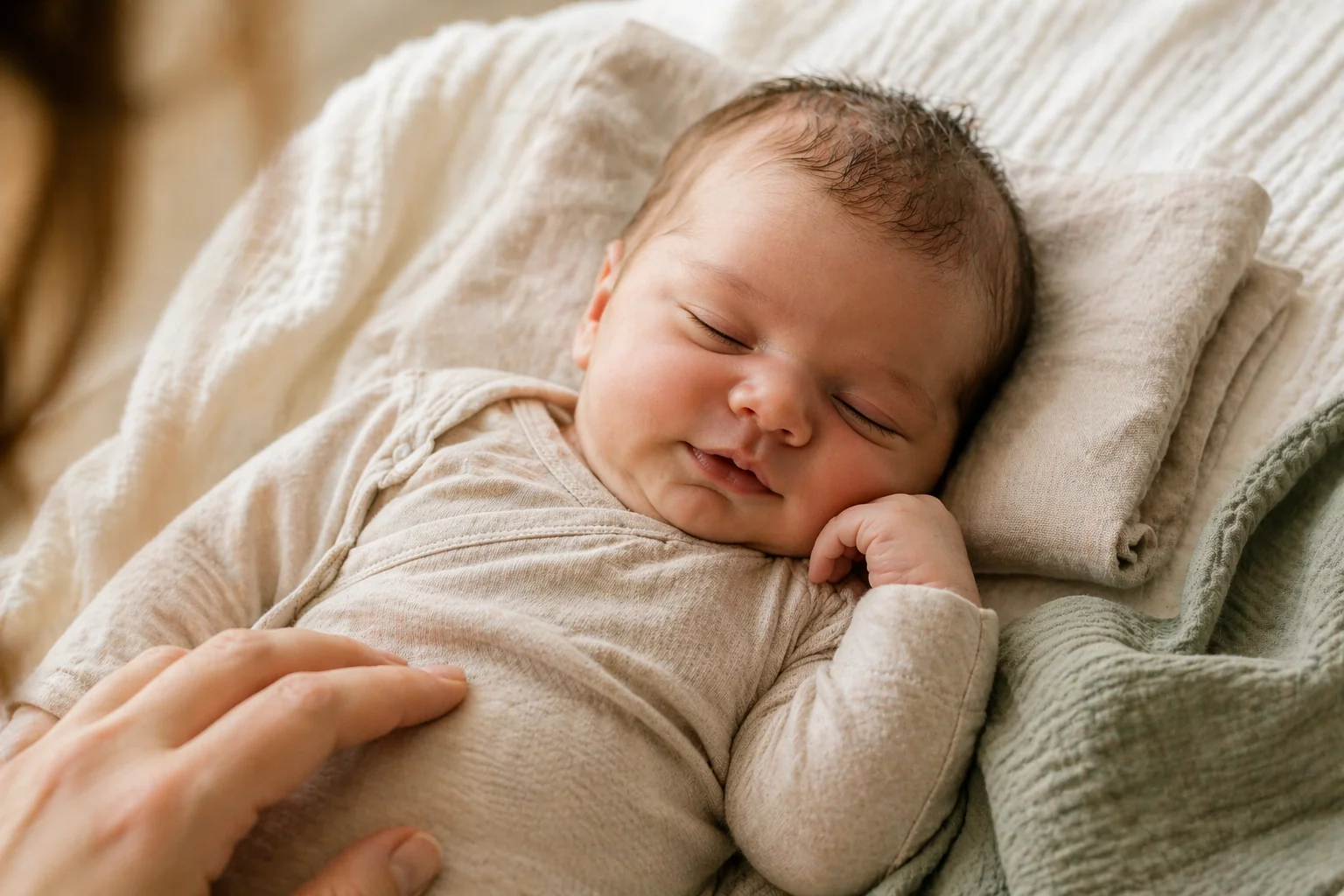 Maman gardant son bébé en position verticale après la tétée pour réduire le reflux à Bruxelles